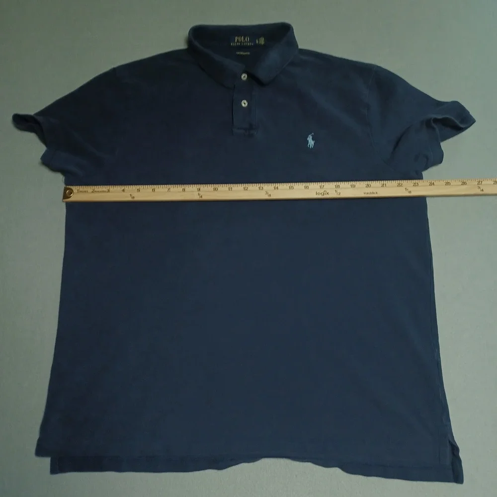 Polo Ralph Lauren Polo Shirt Mens XL Navy Blue Custom Slim Fit Cotton Pique Logo